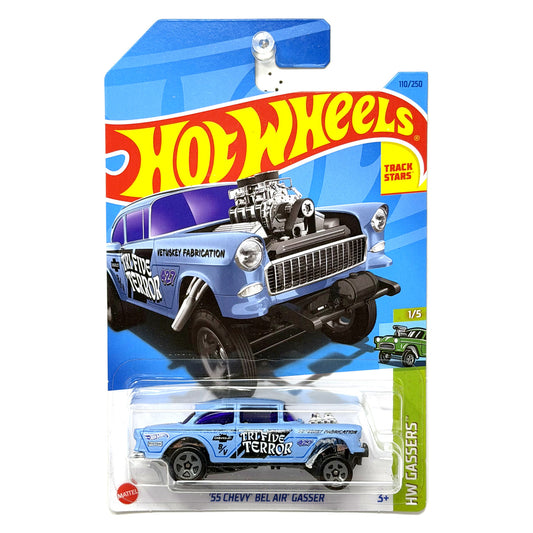 Hot Wheels HW Gassers 1955 Chevy Bel Air Gasser Blue 1:64 Diecast