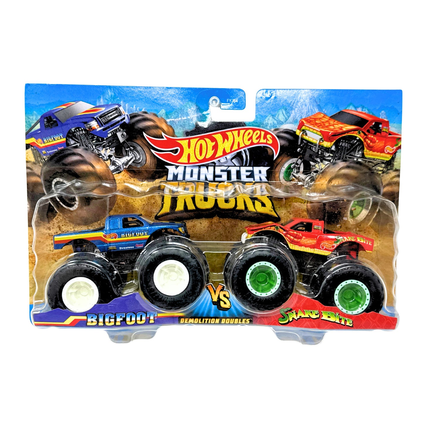 Hot Wheels Monster Trucks Bigfoot vs Snake Bite Demolition Doubles 1:64 Diecast