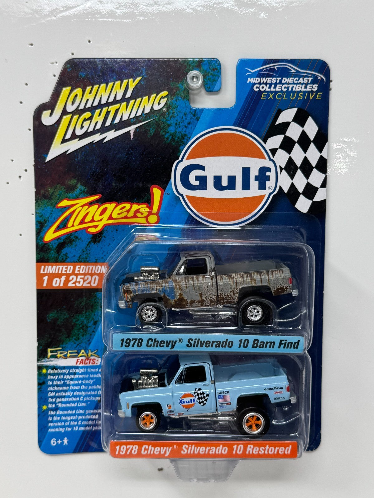 Johnny Lightning Gulf 1978 Chevrolet Silverado Barn Find & Restored 1:64 Diecast