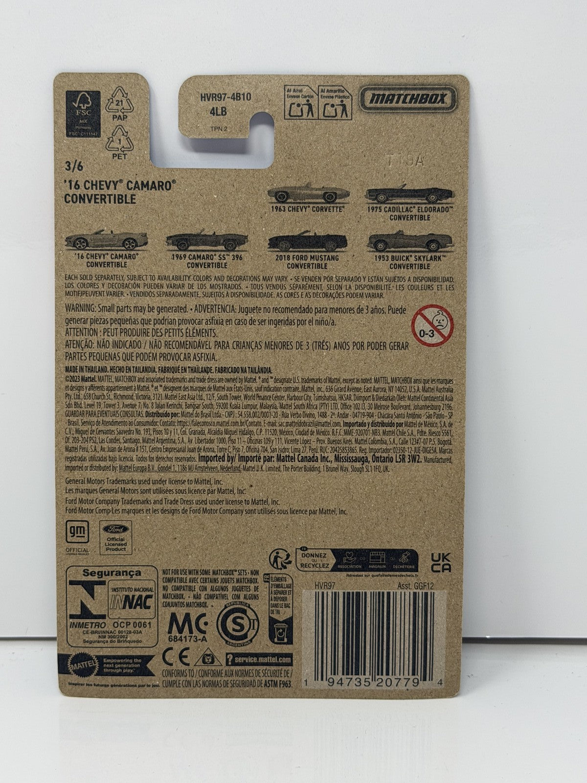 Matchbox 2016 Chevrolet Camaro Convertible 1:64 Diecast White