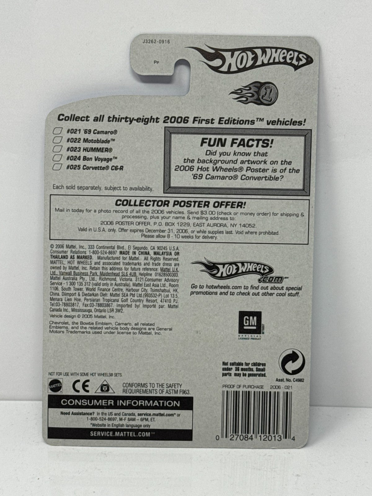Hot Wheels First Editions 1969 Chevy Camaro 1:64 Diecast Factory Sealed