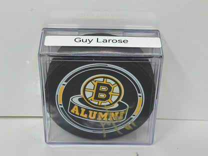Guy Larose Boston Bruins Alumni Signed NHL Autograph Puck Gold Auto