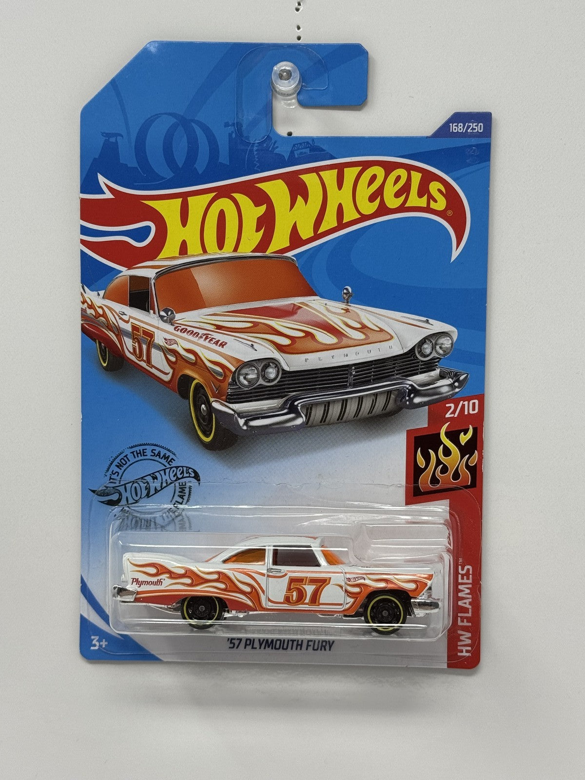 Hot Wheels Flames 1957 Plymouth Fury 1:64 Diecast White
