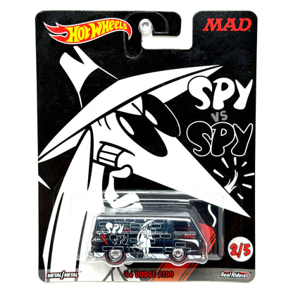 Hot Wheels MAD 1966 Dodge A100 Spy vs Spy Black 1:64 Diecast Real Riders