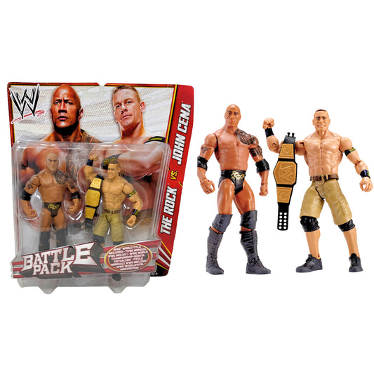 WWE Battle Pack The Rock vs John Cena Wrestling Figures w/ Belt Mattel
