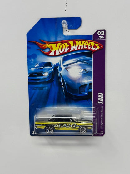 Hot Wheels Taxi 1970 Plymouth Road Runner 1:64 Diecast Yellow