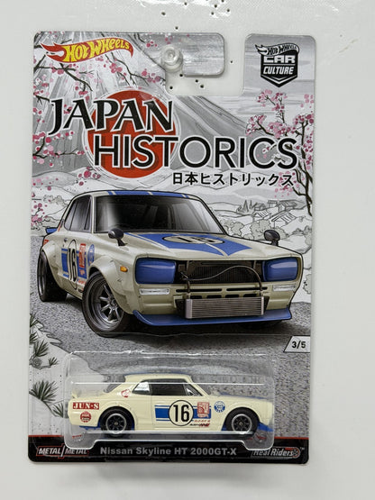 Hot Wheels Japan Historics Nissan Skyline HT 2000GT-X 1:64 Diecast Real Riders