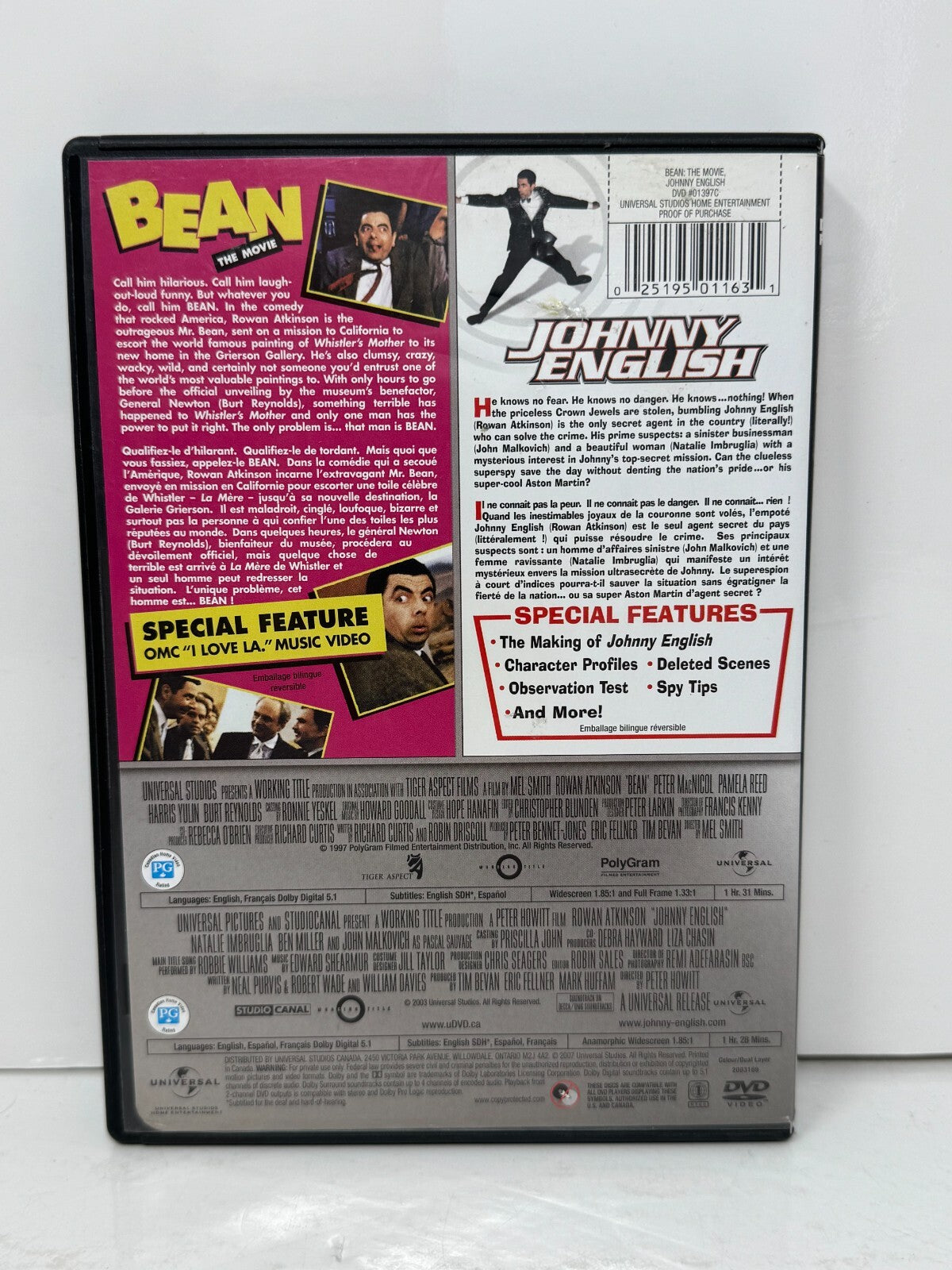 Bean The Movie / Johnny English (DVD) Comedy Good Condition!!!