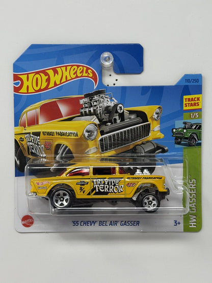Hot Wheels HW Gassers 1955 Chevy Bel Air Gasser Yellow 1:64 Diecast Short Card