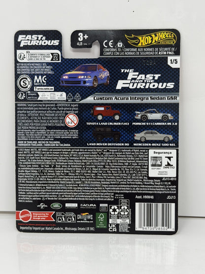 Hot Wheels Premium Fast & Furious Custom Acura Integra Sedan GSR 1:64 Diecast