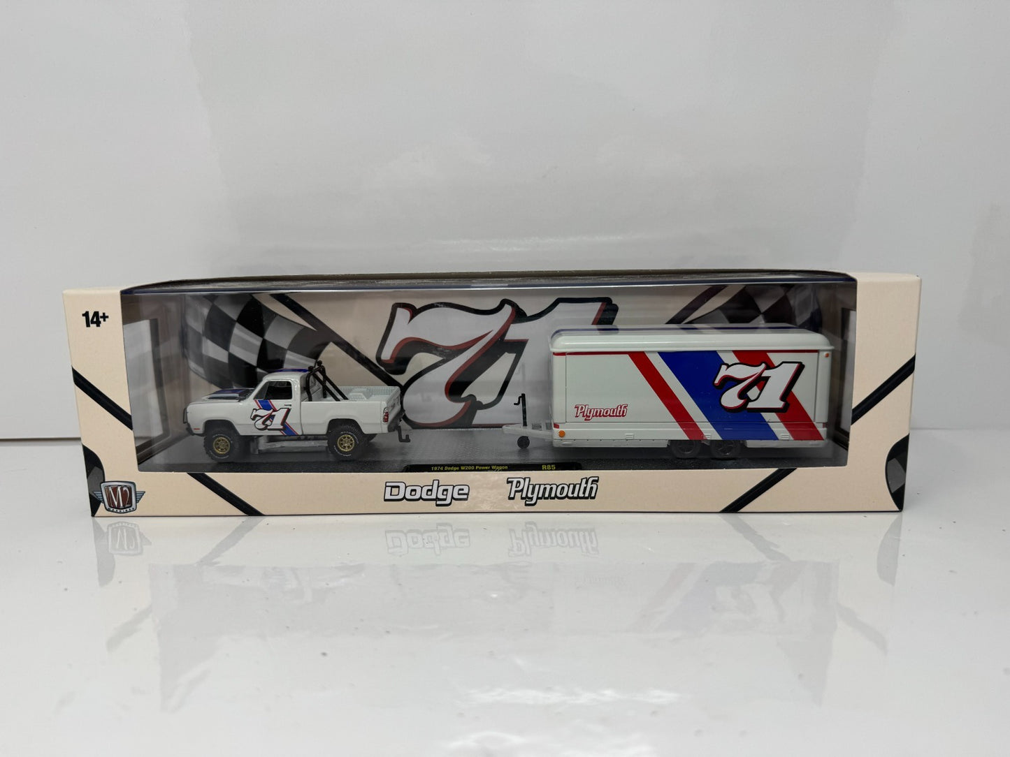 M2 Machines 1974 Dodge W200 Power Wagon & Plymouth HEMI Cuda 1:64 Diecast