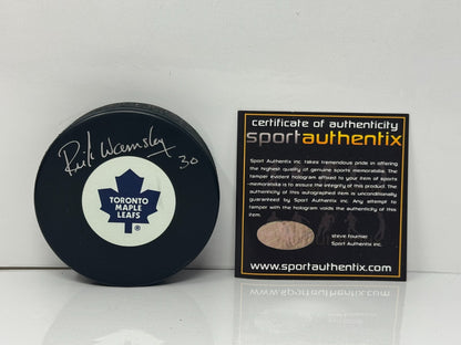 Rick Wamsley Toronto Maple Leafs Signed NHL Autograph Puck Silver Auto