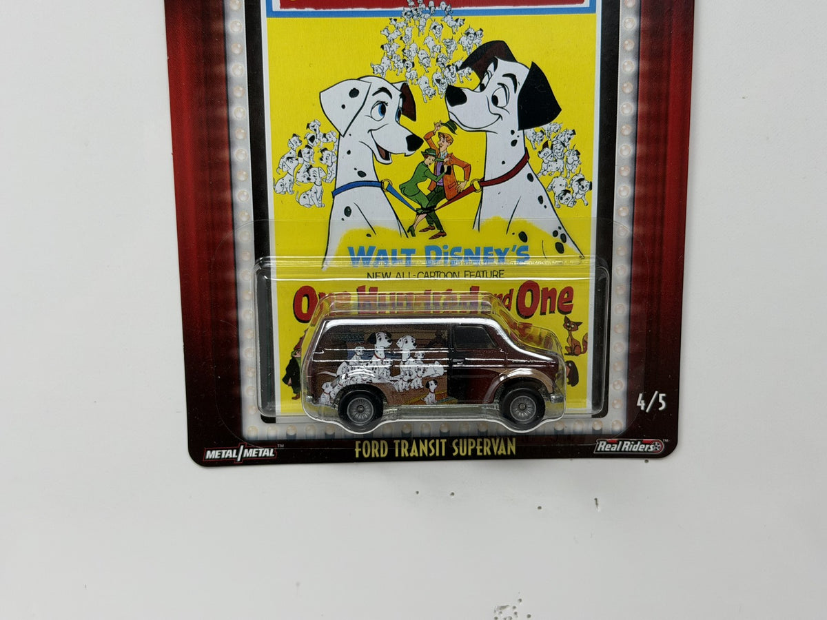 Hot Wheels Disney 101 Dalmatians Ford Transit Supervan 1:64 Diecast Real Riders