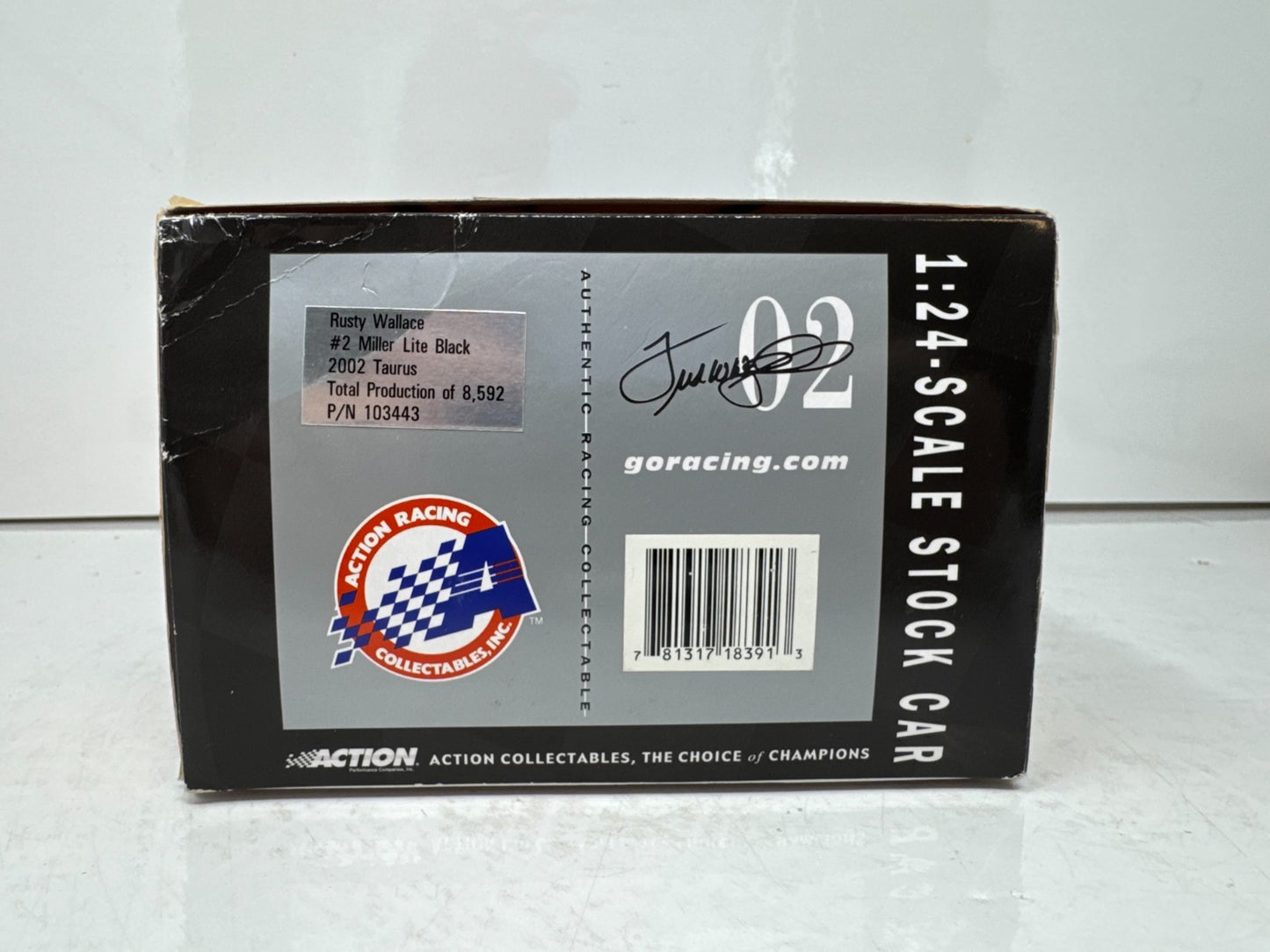 Action Nascar #2 Rusty Wallace Miller Lite Black 2002 Ford Taurus 1:24 Diecast