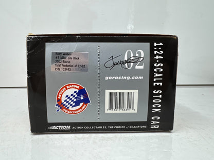 Action Nascar #2 Rusty Wallace Miller Lite Black 2002 Ford Taurus 1:24 Diecast