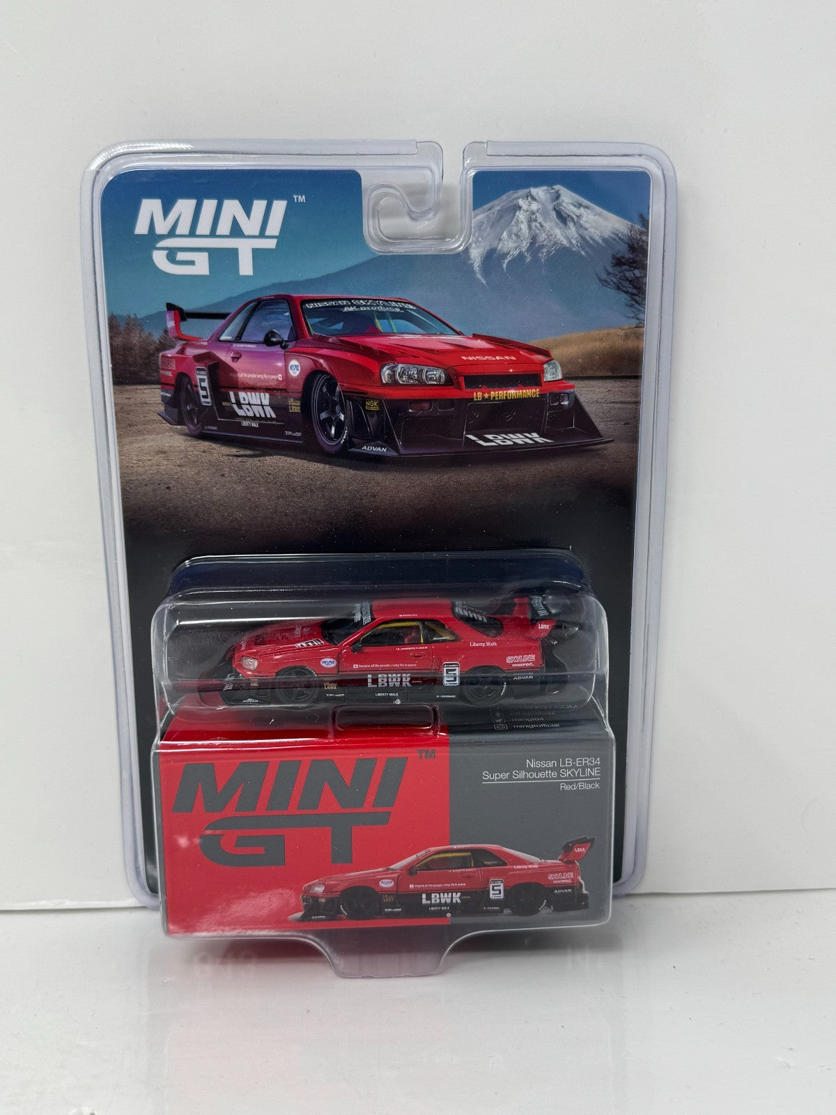 Mini GT LBWK Nissan LB-ER34 Super Silhouette Skyline Red 1:64 Diecast