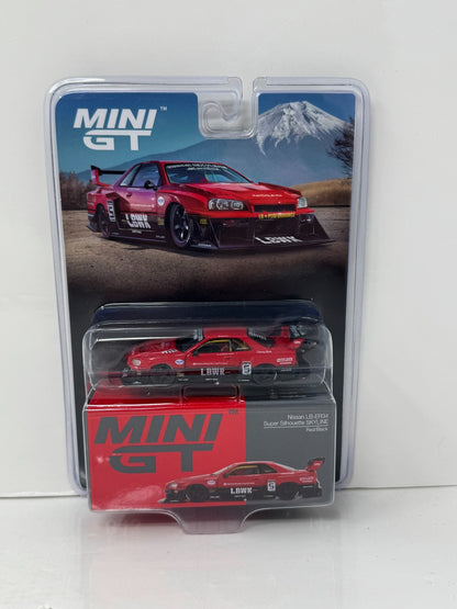 Mini GT LBWK Nissan LB-ER34 Super Silhouette Skyline Red 1:64 Diecast