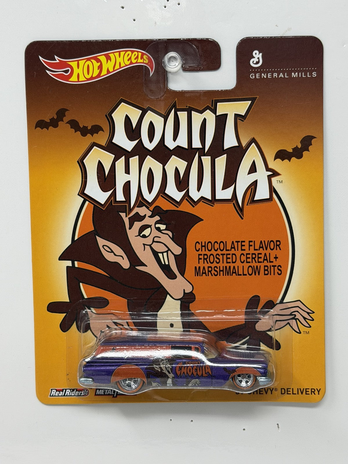 Hot Wheels Count Chocula 1959 Chevy Delivery 1:64 Diecast Real Riders