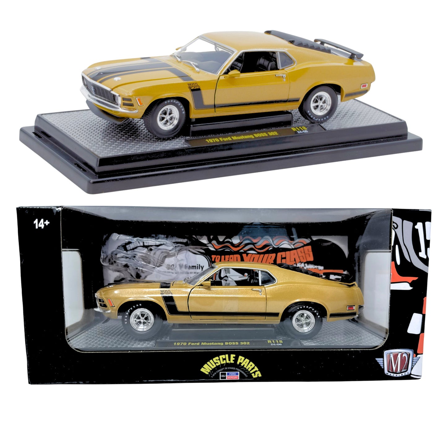 M2 Machines Muscle Parts 1970 Ford Mustang Boss 302 1:24 Diecast