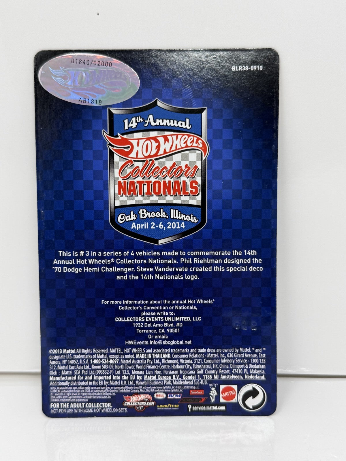 Hot Wheels 2014 Collectors Nationals 1970 Dodge Hemi Challenger 1:64 Diecast