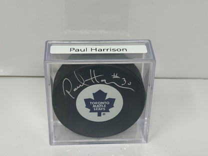 Paul Harrison Toronto Maple Leafs Signed NHL Autograph Puck Silver Auto