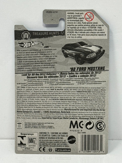 Hot Wheels Treasure Hunts '12 1992 Ford Mustang 1:64 Diecast