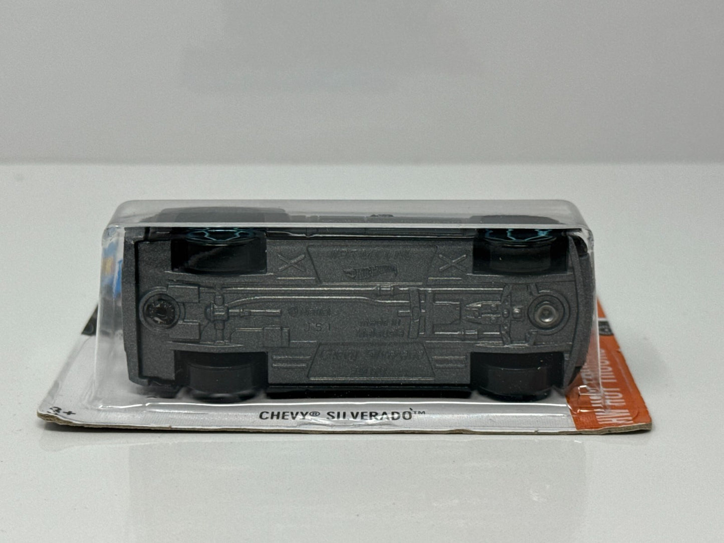 Hot Wheels HW Hot Trucks Chevy Silverado Black Blue Deco 1:64 Diecast Short Card