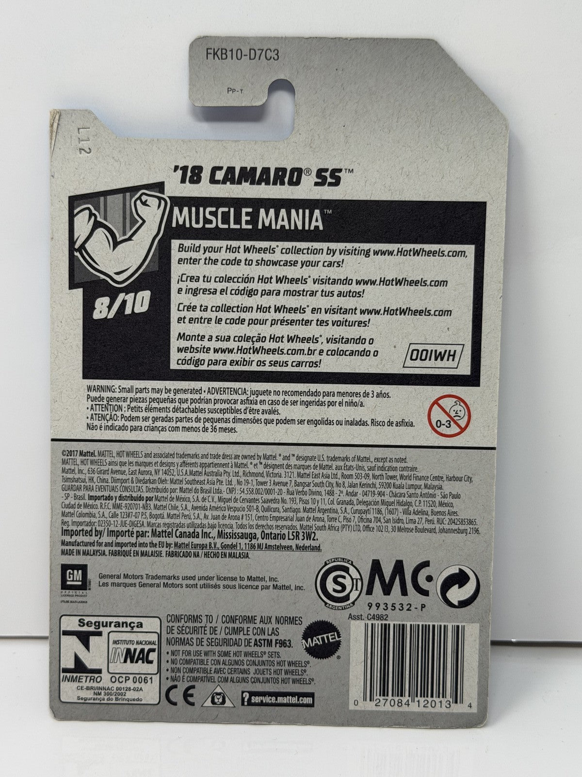 Hot Wheels Muscle Mania 2018 Chevrolet Camaro SS 1:64 Diecast Blue