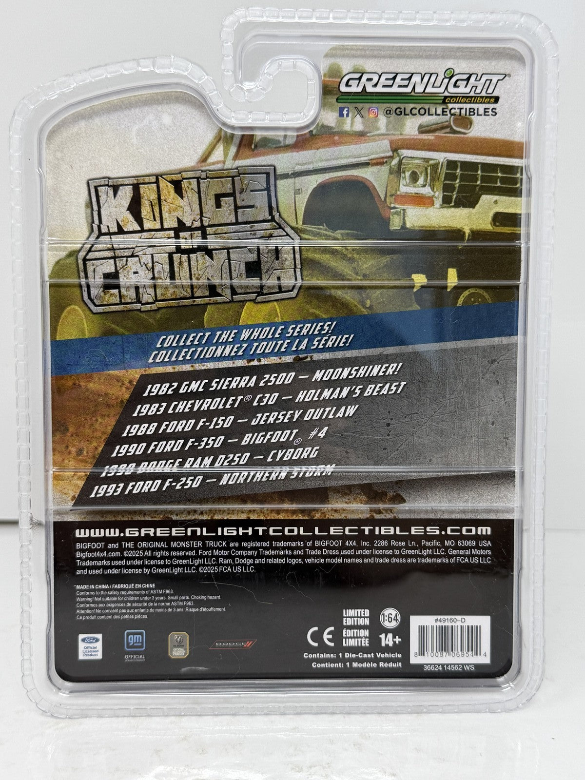 Greenlight Kings of Crunch 1990 Ford F-350 Bigfoot #4 CHASE 1:64 Diecast