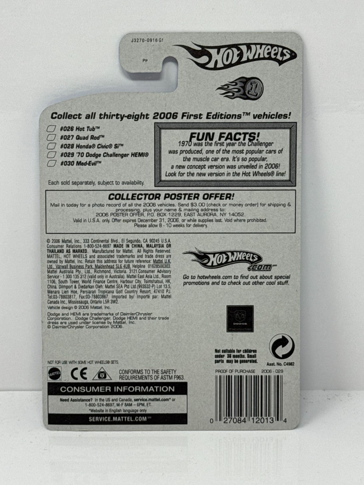 Hot Wheels First Editions 1970 Dodge Challenger HEMI 1:64 Diecast Factory Sealed