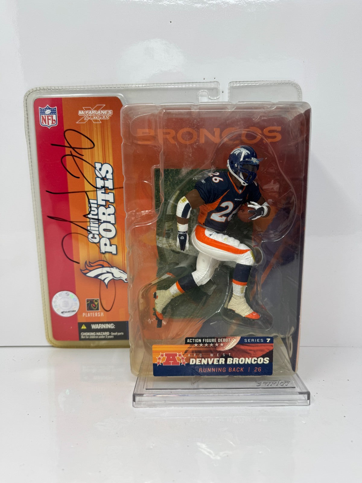 McFarlane NFL Clinton Portis Denver Broncos Figure Autographed Frozen Pond COA