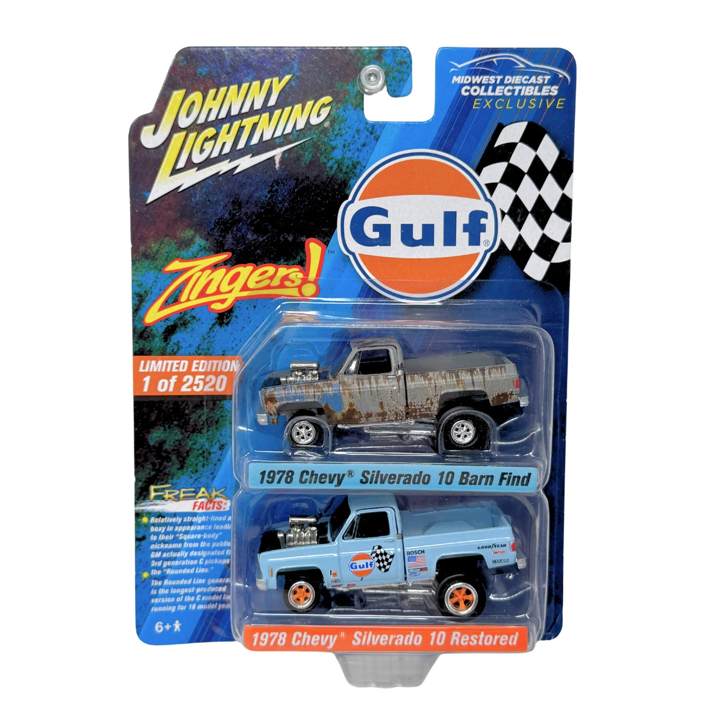 Johnny Lightning Gulf 1978 Chevrolet Silverado Barn Find & Restored 1:64 Diecast