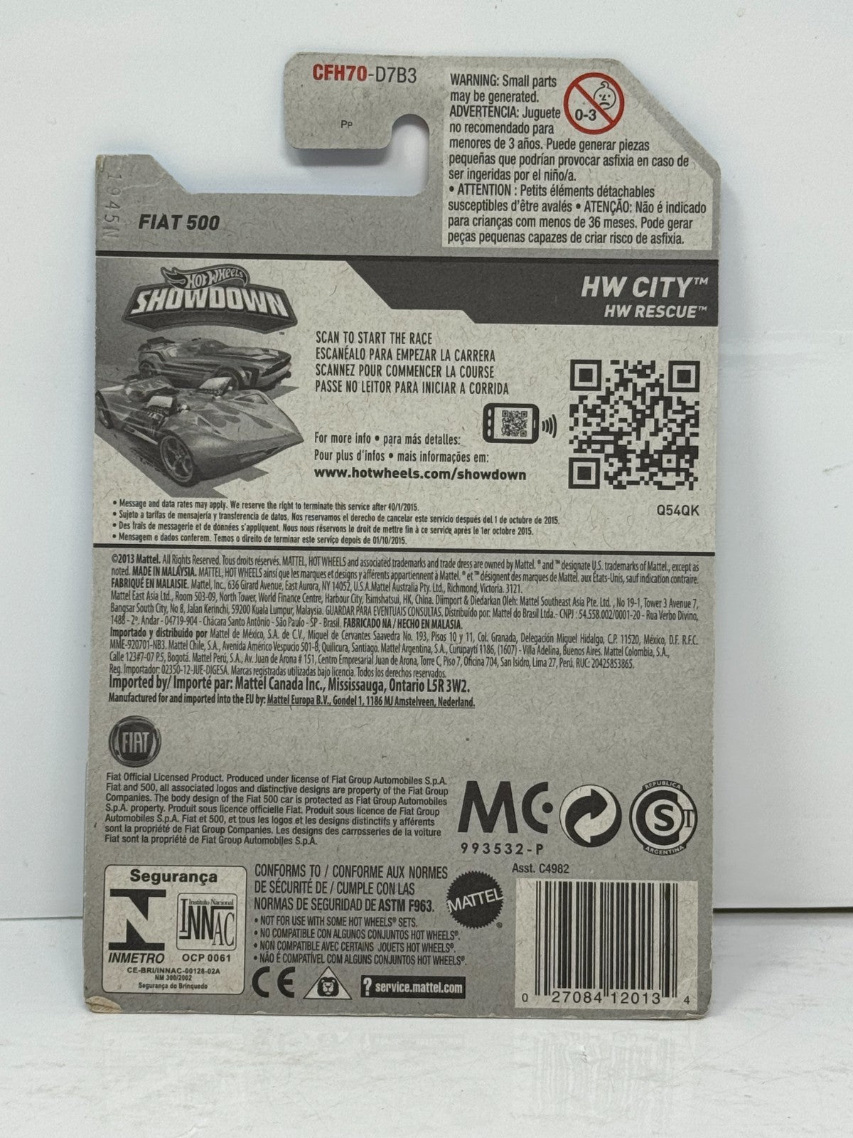 Hot Wheels Treasure Hunt HW City Fiat 500 Polizia 1:64 Diecast