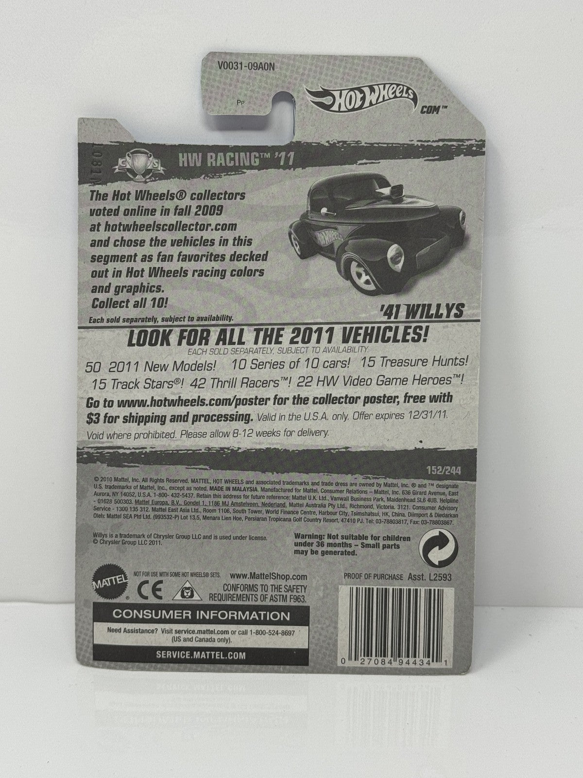 Hot Wheels Racing 1941 Willys 1:64 Diecast Black
