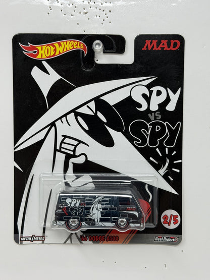 Hot Wheels MAD 1966 Dodge A100 Spy vs Spy Black 1:64 Diecast Real Riders