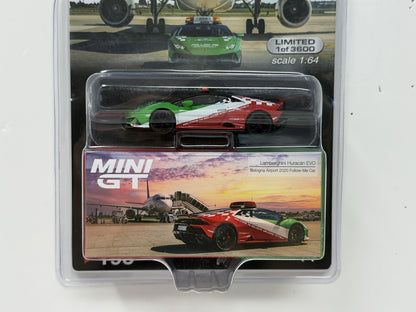 Mini GT MiJo Lamborghini Huracan EVO Bologna Airport 2020 Follow-Me 1:64 Diecast