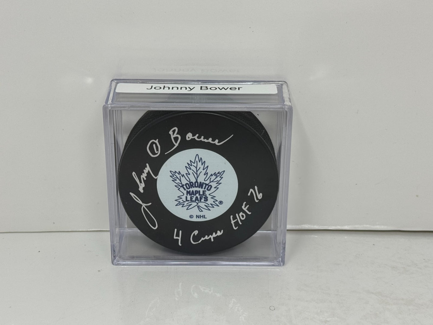 Johnny Bower Toronto Maple Leafs Signed NHL Autograph Puck Silver Auto