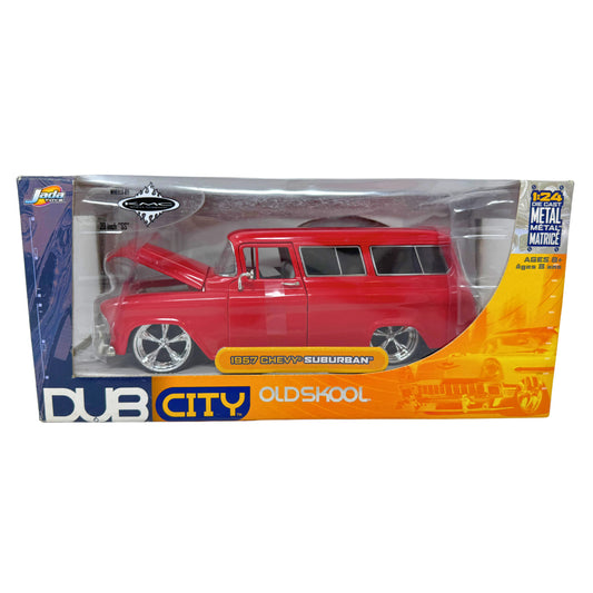 Jada Dub City 1957 Chevy Suburban 1:24 Diecast KMC Wheels 20 Inch SS Rims