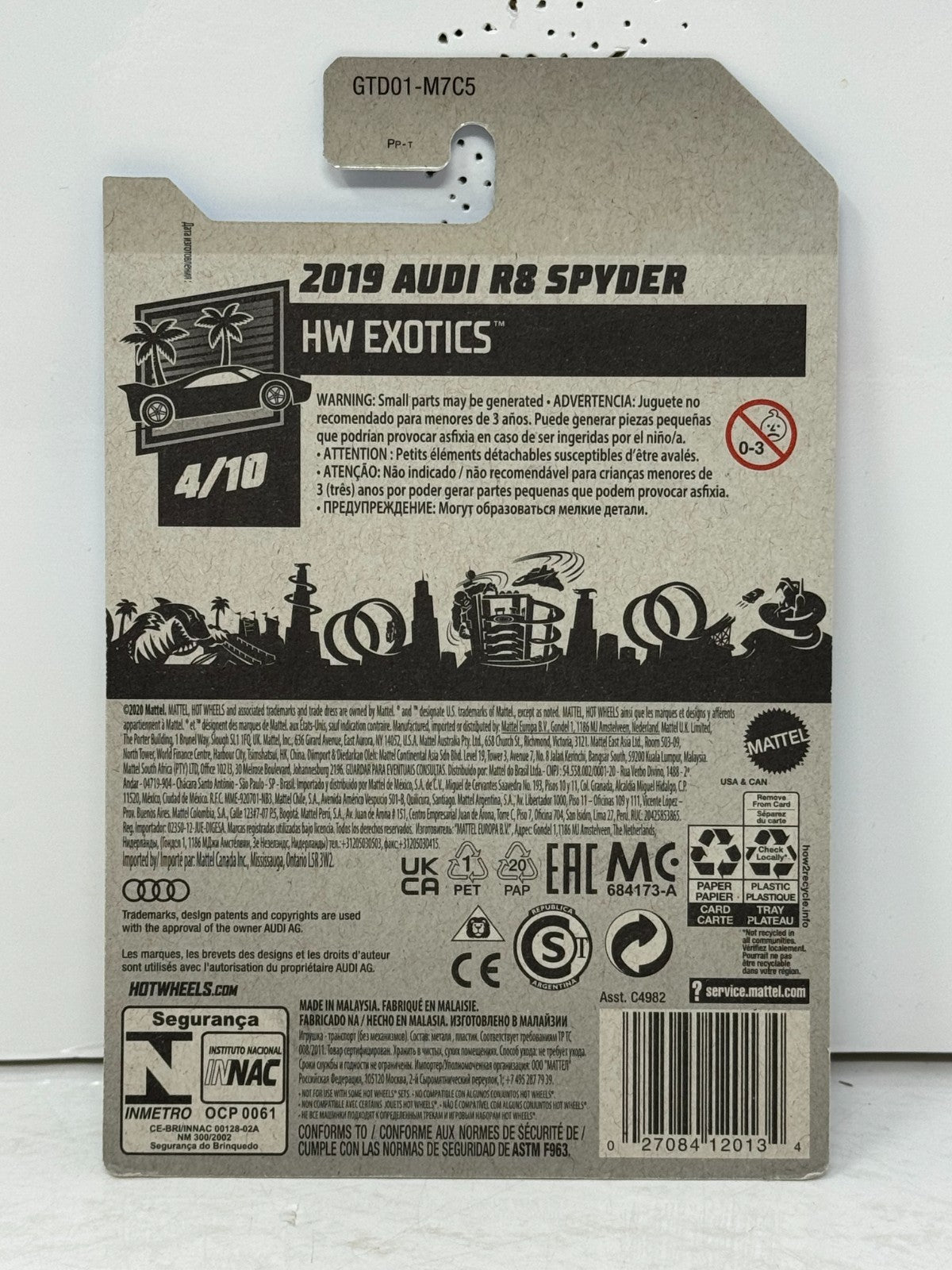 Hot Wheels Super Treasure Hunt 2019 Audi R8 Spyder 1:64 Diecast