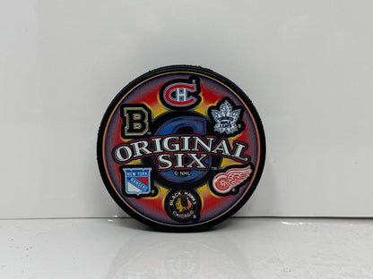 Original Six NHL Team Logo Hockey Puck Collection with Bonus Puck – 6 Teams