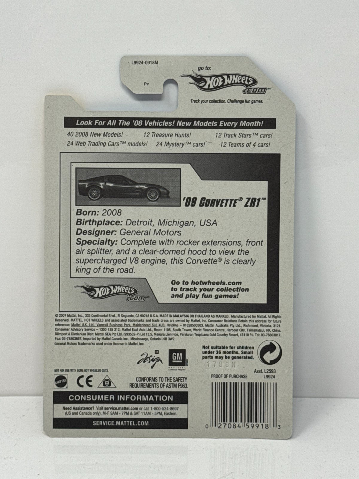 Hot Wheels New Models 2009 Chevy Corvette ZR1 Red 1:64 Diecast Factory Sealed