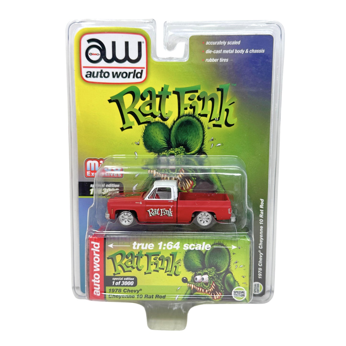Auto World Rat Fink 1978 Chevrolet Cheyenne 10 Rat Rod 1:64 Diecast