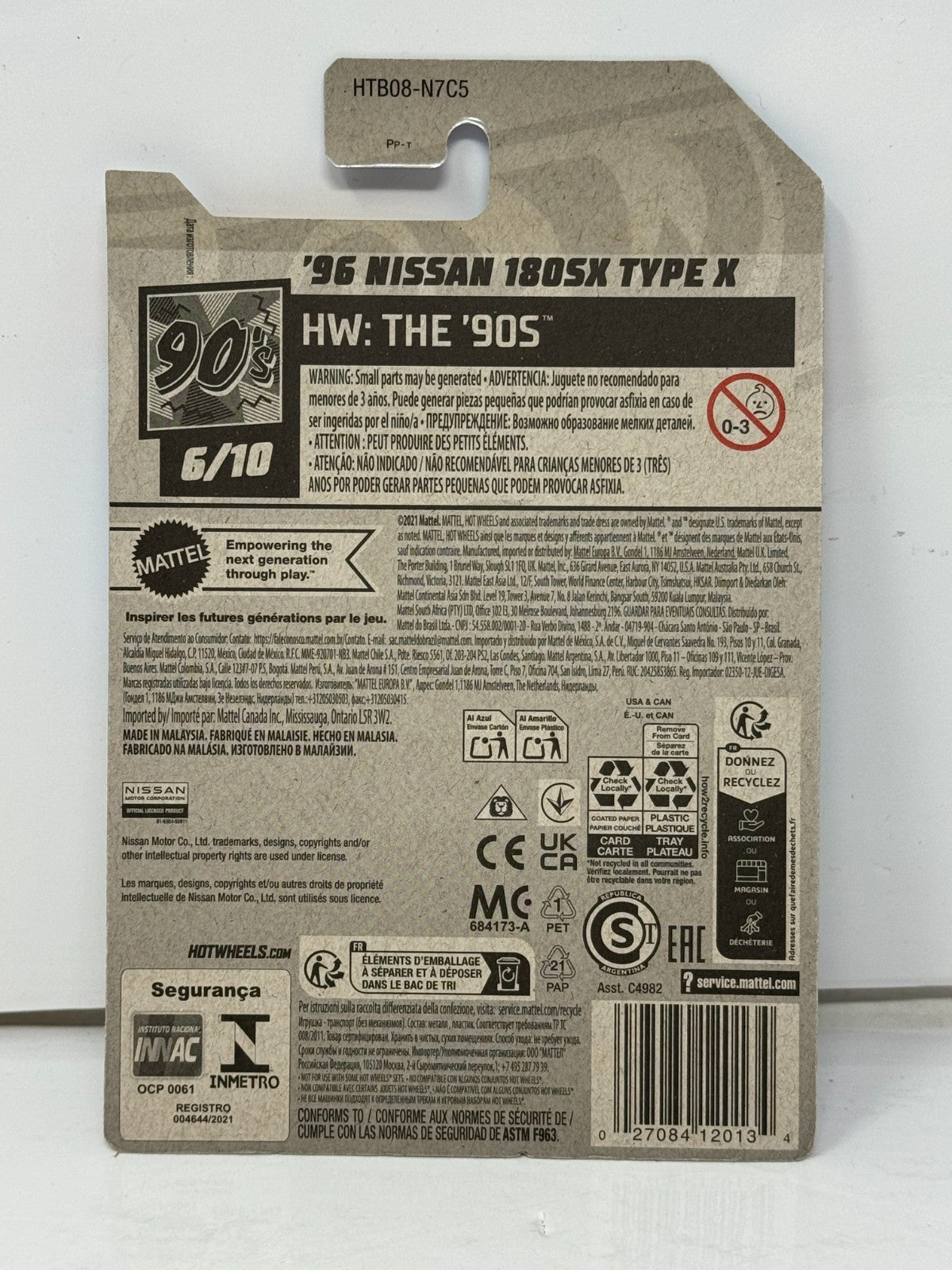 Hot Wheels HW The '90s 1996 Nissan 180SX Type X JDM 1:64 Diecast