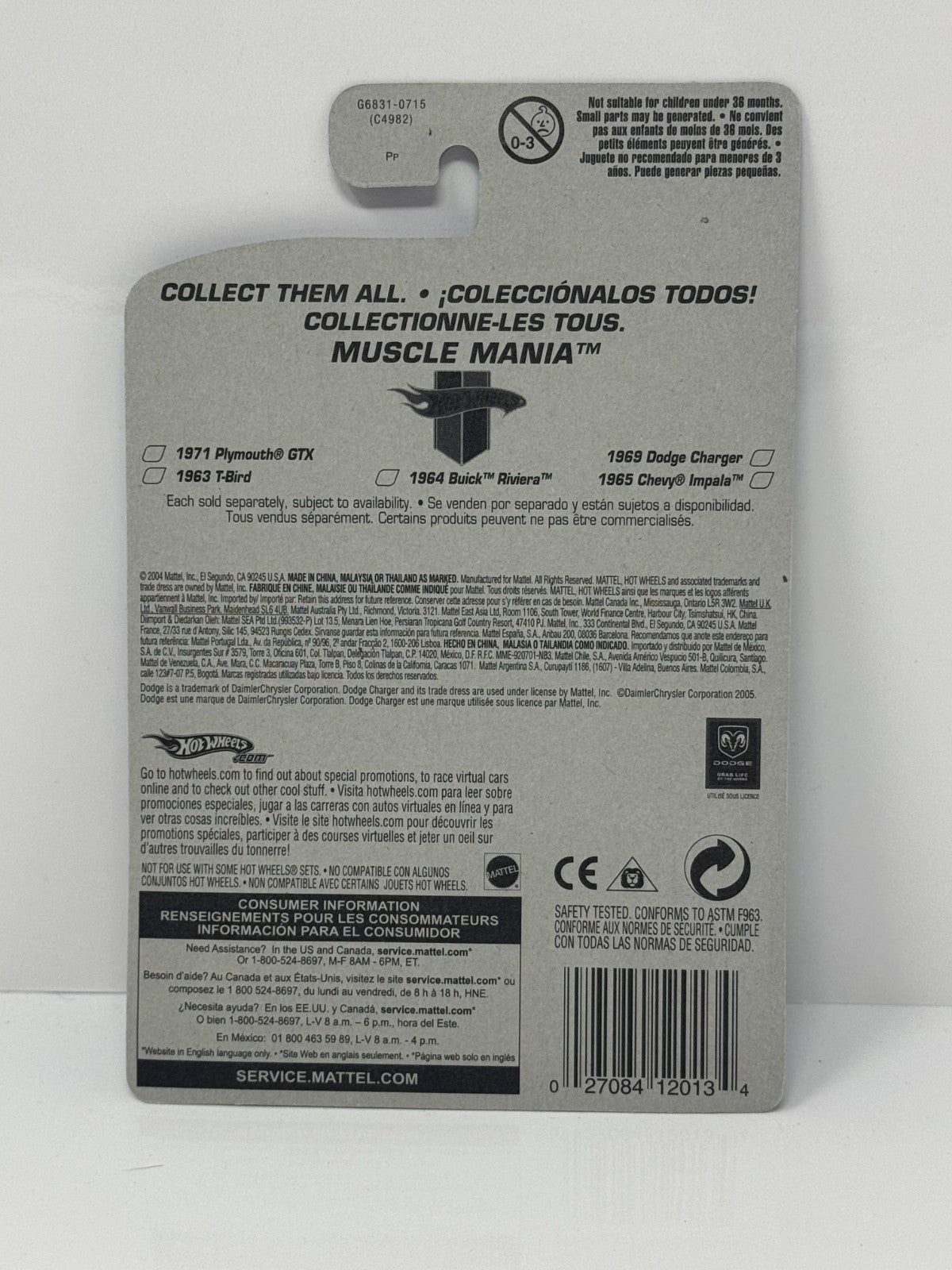 Hot Wheels Muscle Mania 1969 Dodge Charger 1:64 Diecast Blue