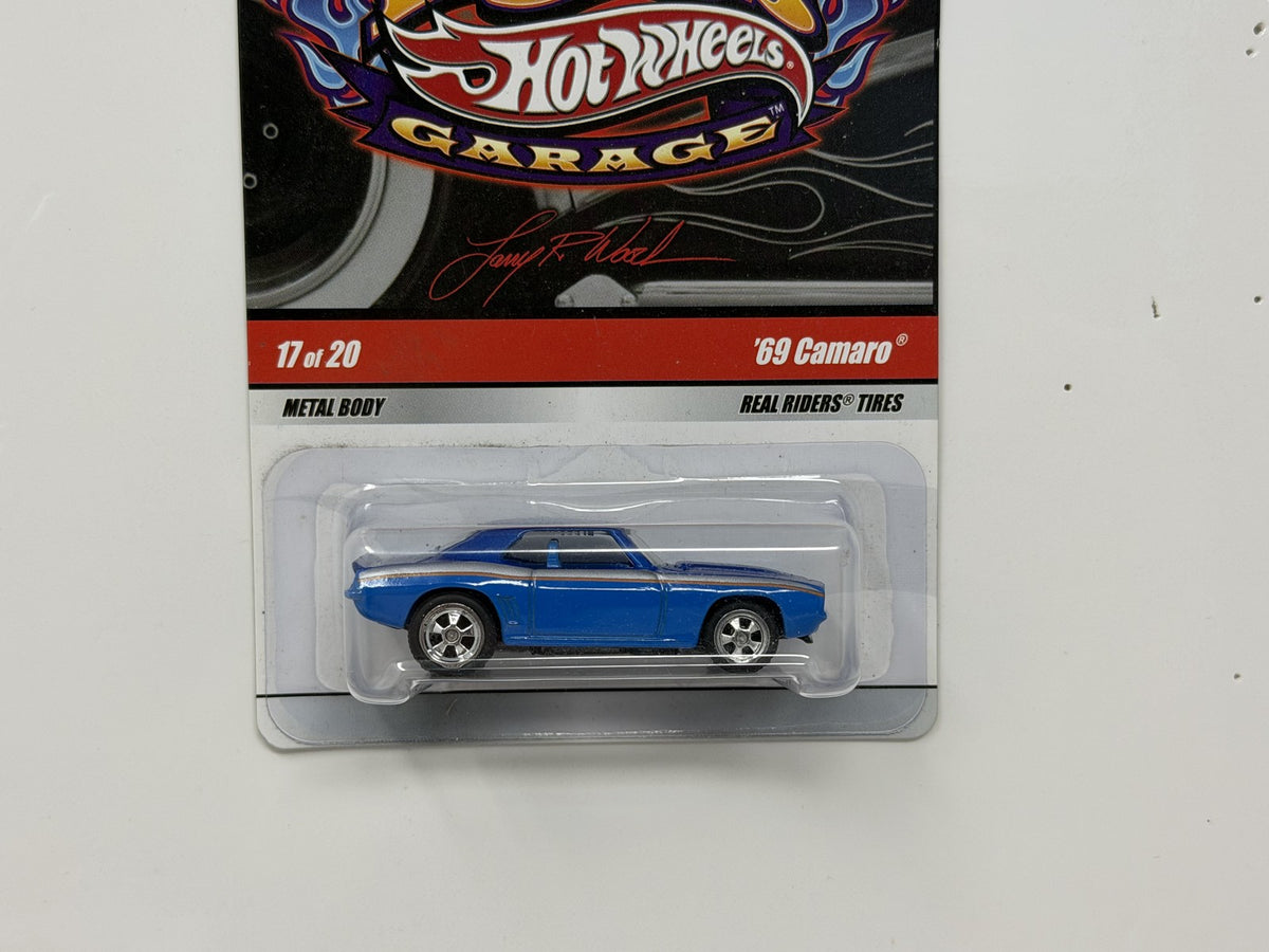 Hot Wheels Larry's Garage 1969 Chevrolet Camaro Blue 1:64 Diecast Real Riders