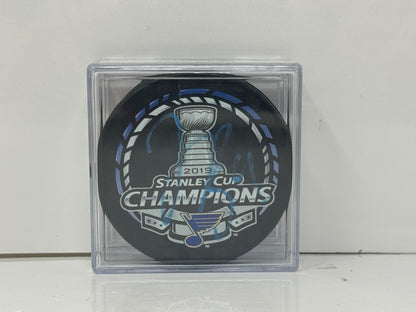 Jake Allen St. Louis Blues Stanley Cup Champ Signed NHL Autograph Puck Blue Auto