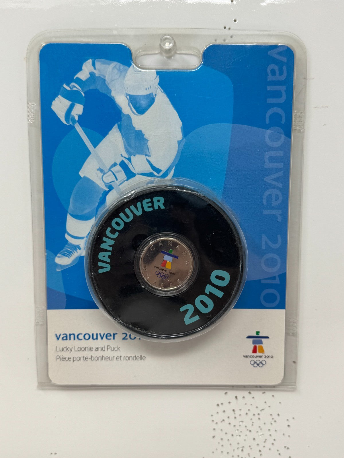 Vancouver 2010 Olympics Hockey Puck with Lucky Loonie – Canadian Mint Souvenir