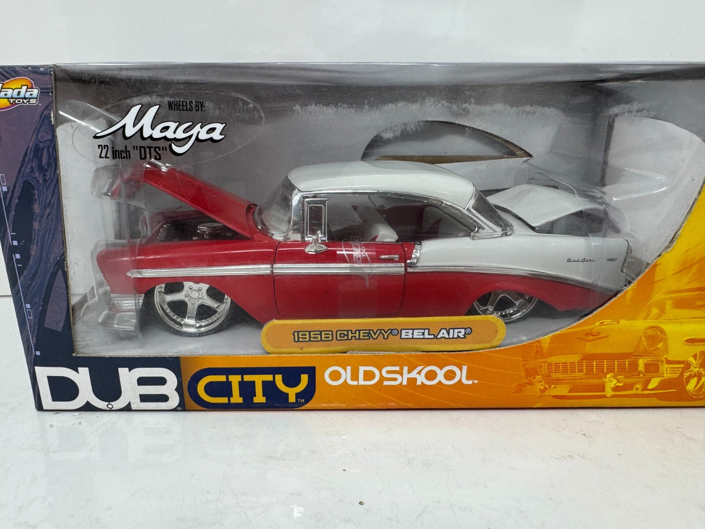 Jada Dub City Oldskool 1956 Chevy Bel Air 1:24 Diecast Maya Wheels 22 Inch DTS