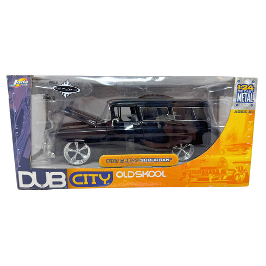 Jada Dub City 1957 Chevy Suburban Black 1:24 Diecast KMC Wheels 20 Inch SS Rims