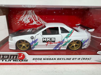 Jada 2002 Nissan Skyline GT-R R34 HKS Power JDM Tuners 1:24 Diecast Cardon Hood